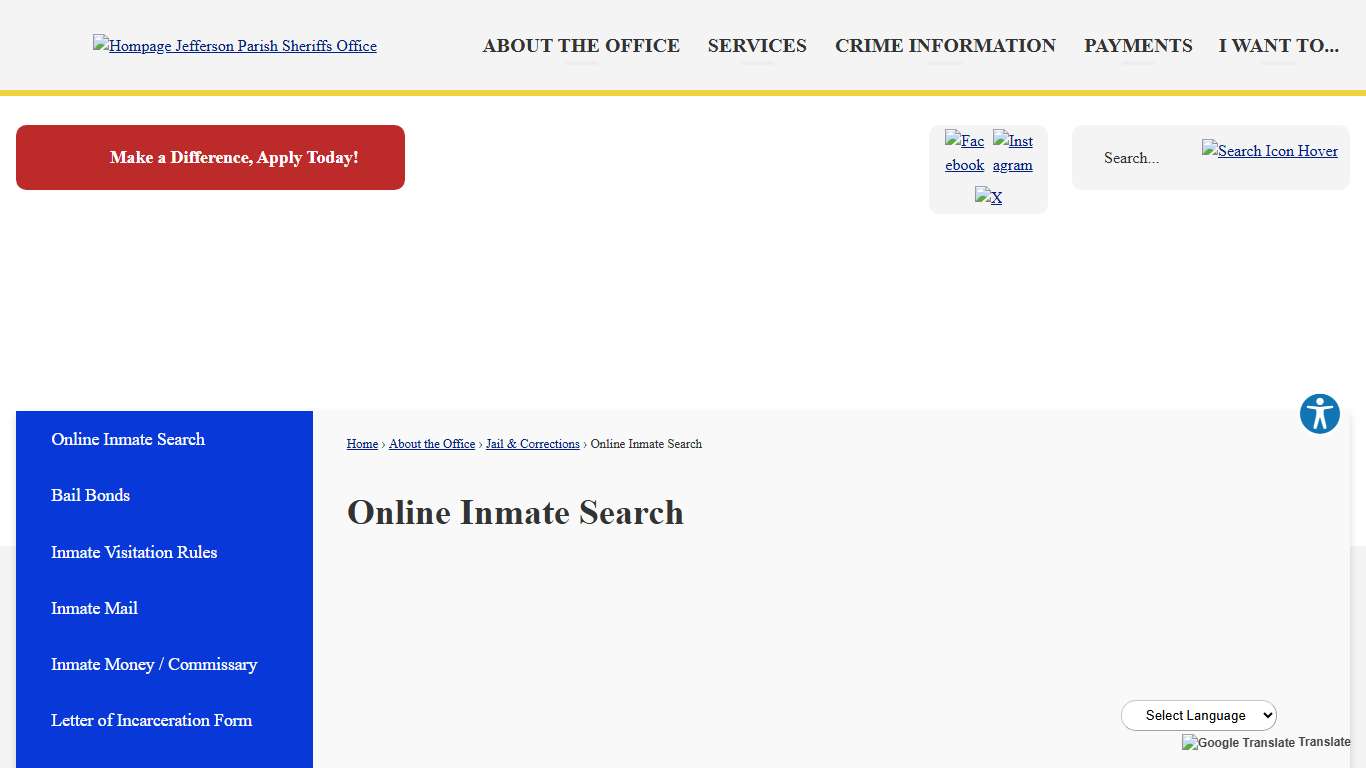 Online Inmate Search | Jefferson Parish Sheriff, LA - Official Website